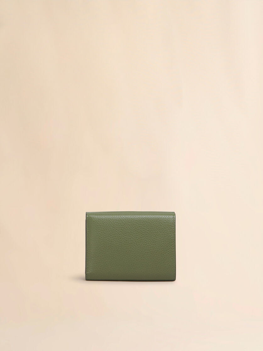 Black leather trifold wallet with Marni Mending embroidery - Wallets - Image 3