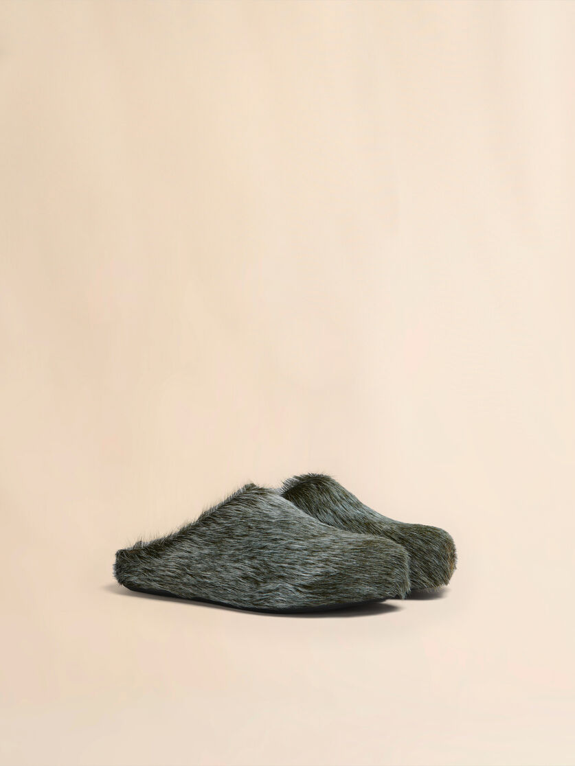 Blue-grey long hair calfskin Fussbett sabot - Clogs - Image 2