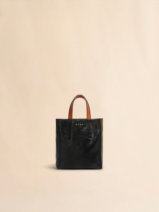 블랙 및 그린 가죽 MUSEO SOFT 미니 백 - 쇼핑백