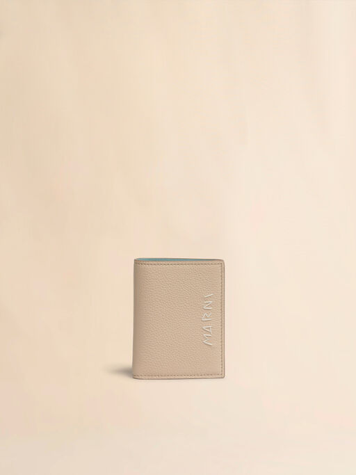 Beige leather bifold wallet with Marni Mending - Wallets
