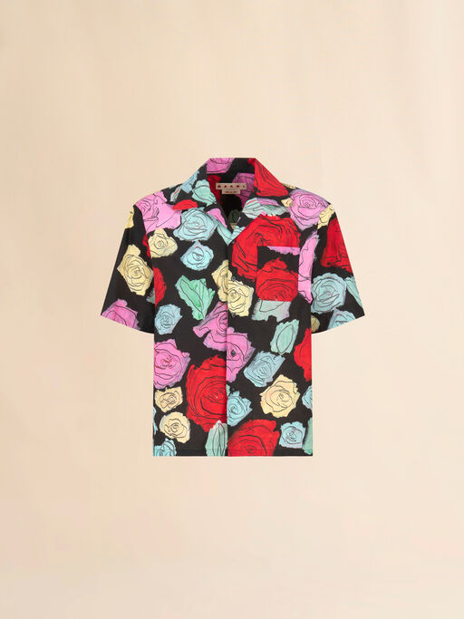 Camicia bowling in popeline nero con stampa Orion - Camicie