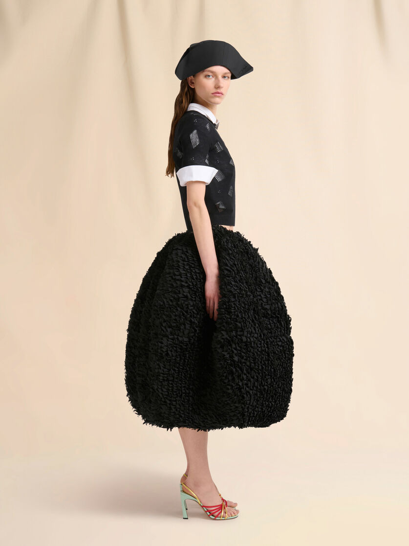 Schwarzes perforiertes Stricktop aus Wolle und Seide - Pullover - Image 5