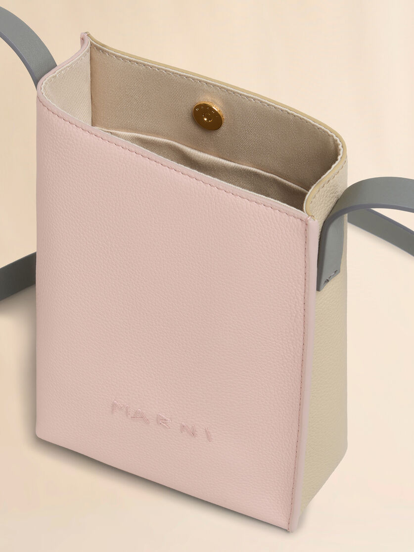 Light pink and beige leather Museo Nano Bag with Marni Symbol embroidery - Shoulder Bag - Image 3
