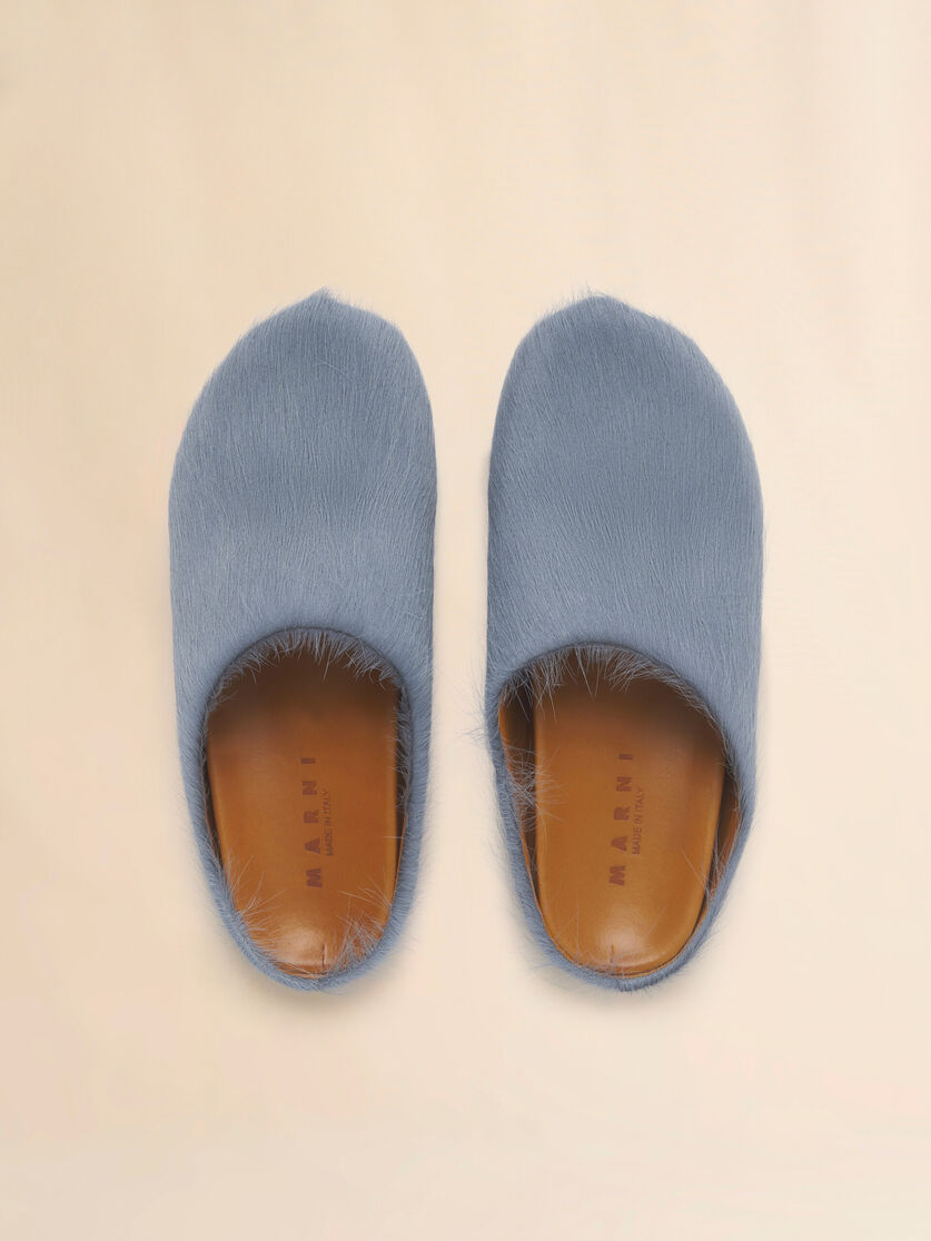 Blue long hair calfskin Fussbett sabot, Image 4