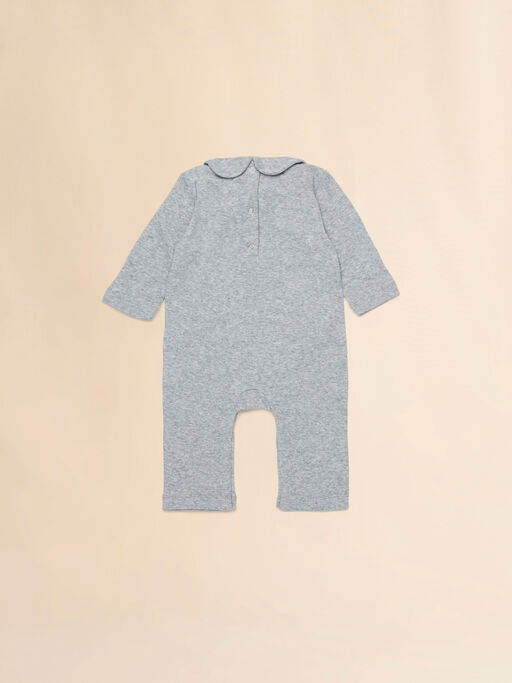 Gray melange cotton romper with Robottini print - Pants