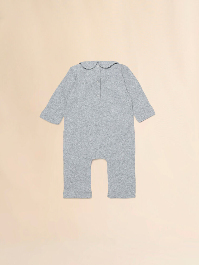 Gray melange cotton romper with Robottini print - Pants - Image 2