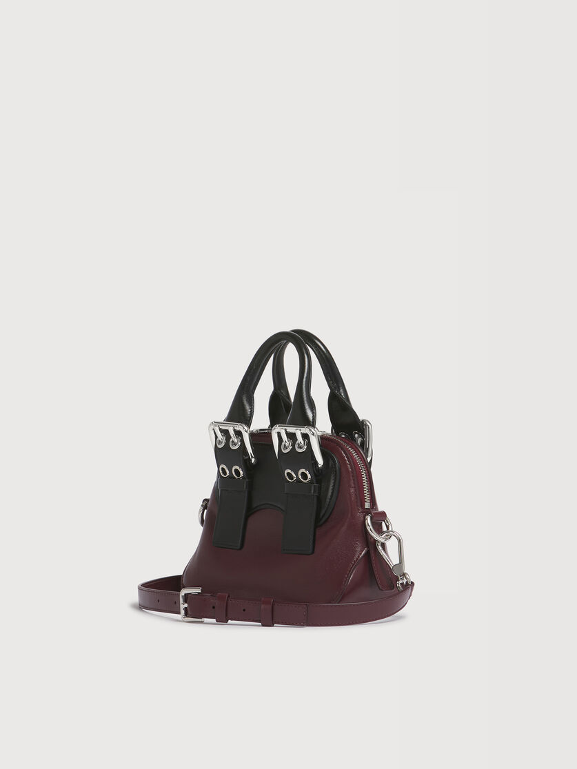 Burgundy and black leather mini Belte Bag, Image 3