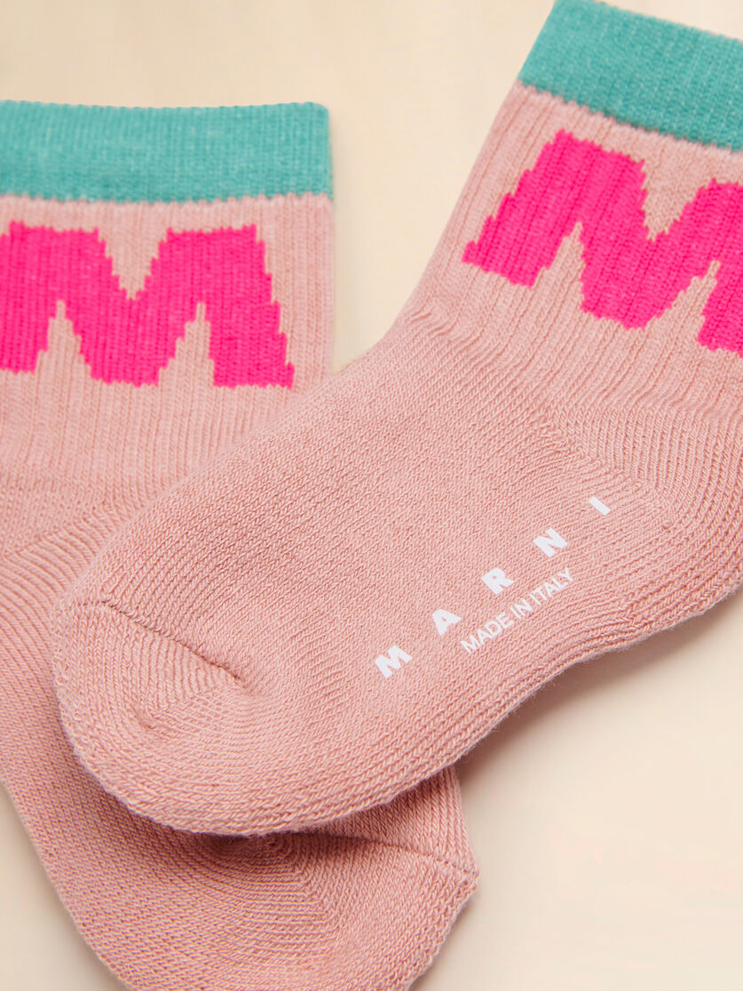 Pink cotton-nylon socks with M logo - Socks - Image 2