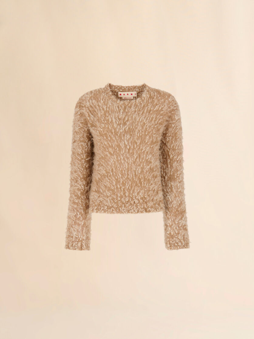 Beige alpaca and mohair jumper with crew neck - Pullovers - Image 1