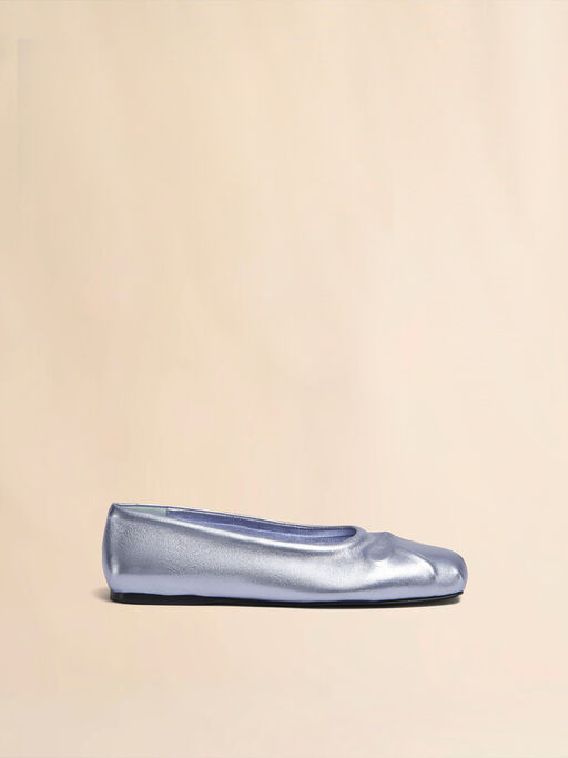 Flache hellblaue Little Bow Ballerinas aus nahtlosem Nappaleder - Ballerinas
