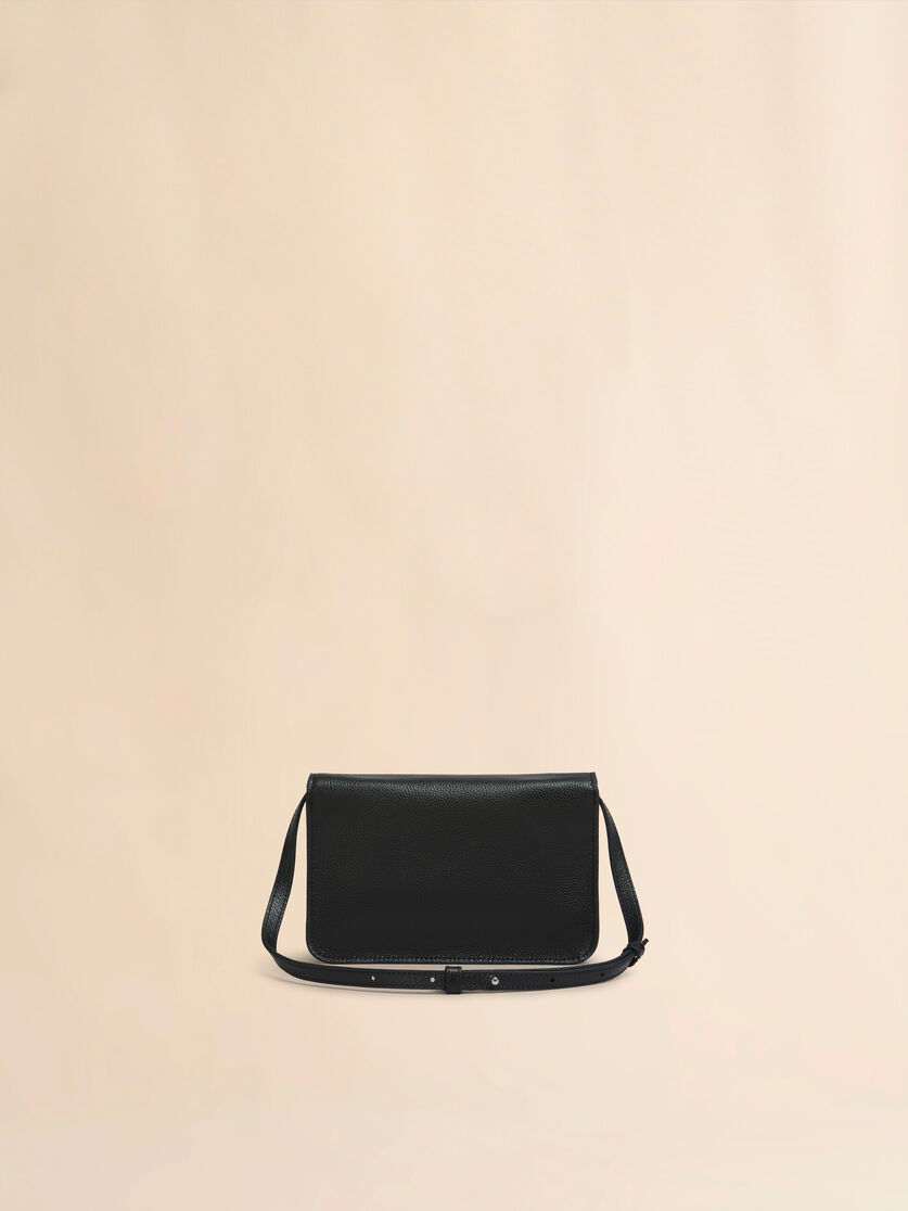 Black leather shoulder bag with Marni Mending embroidery - Pochettes - Image 2