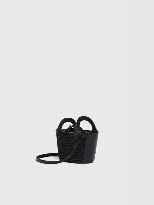 Microbolso Tropicalia negro de piel y tejido efecto rafia - Bolsos de mano