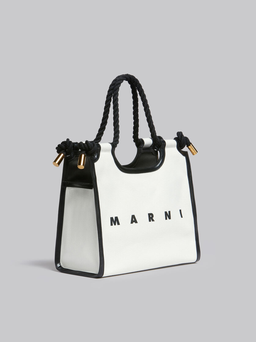 White and black canvas Marcel tote bag - Handbags - Image 6