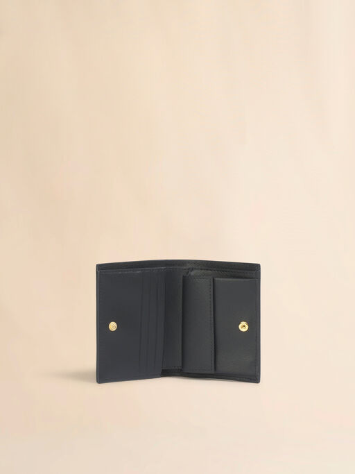ブラック サフィアーノレザー二つ折りウォレット - 財布