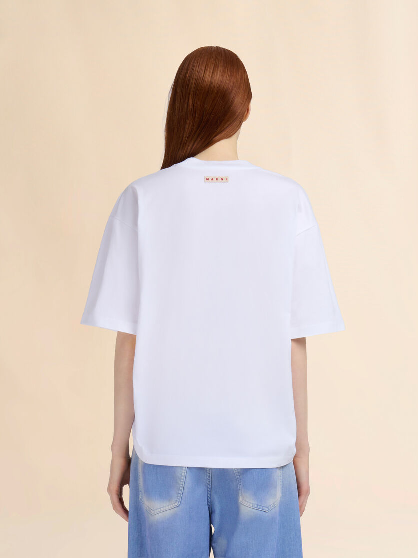 White organic cotton T-shirt with shirred detail - T-shirts - Image 3