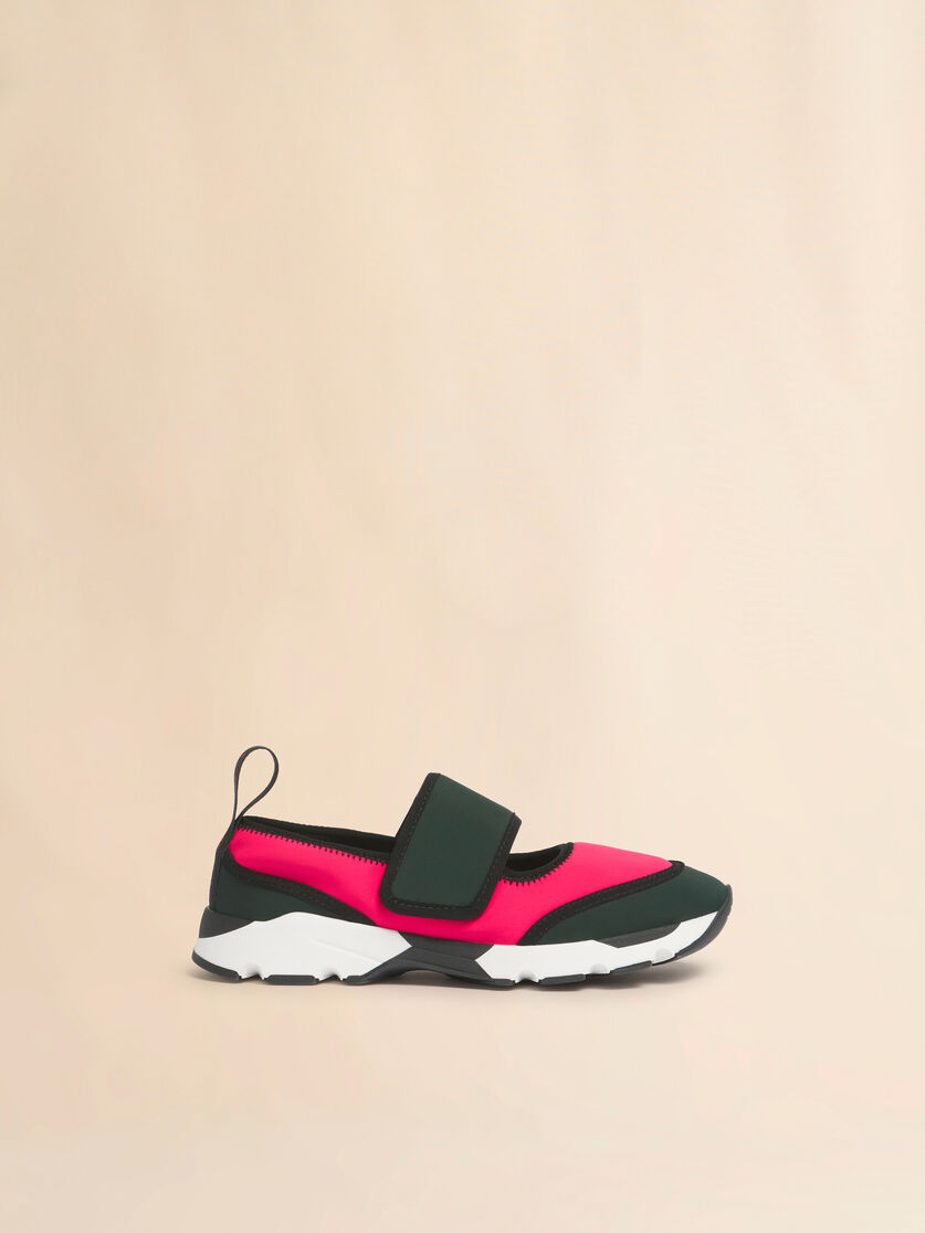 Fuchsia and green lycra Mary Jane Running Sneaker, Image 1