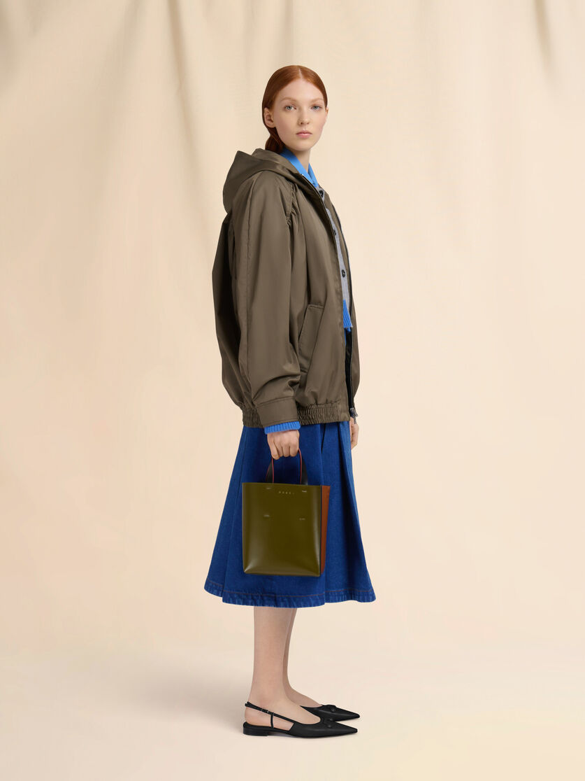 Deep green brown and black leather Museo mini bag - Shopping Bags - Image 2