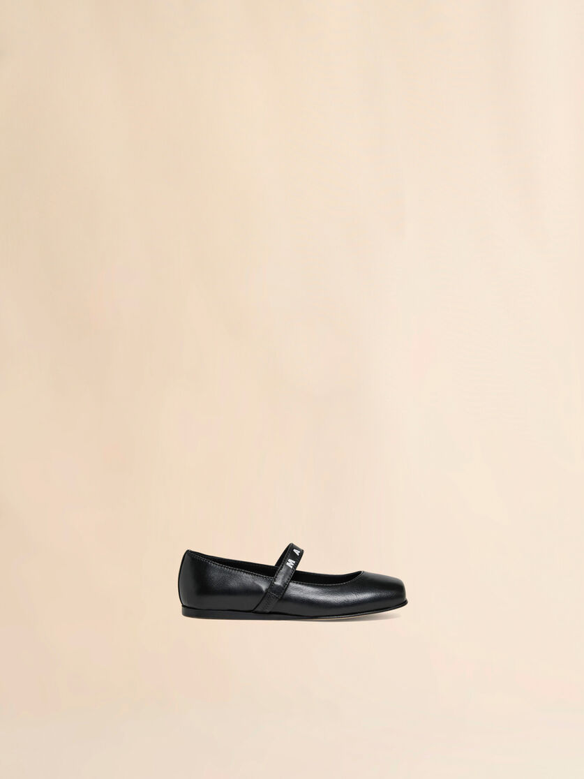 Black leather Mary Jane with logo strap, Image 1