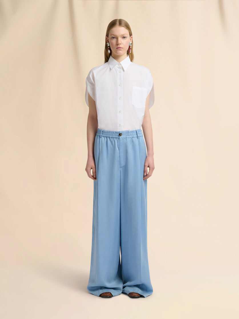 Light blue satin wide-leg trousers, Image 2