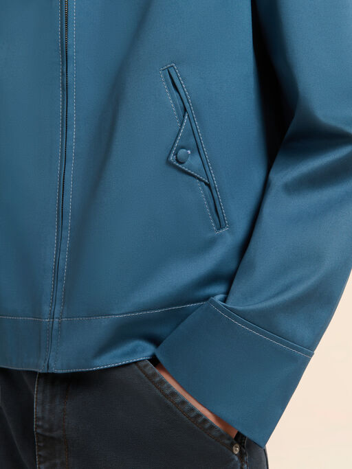 Wasserabweisende Baumwolljacke in Blau mit kontrastierendem Karree - Jacken