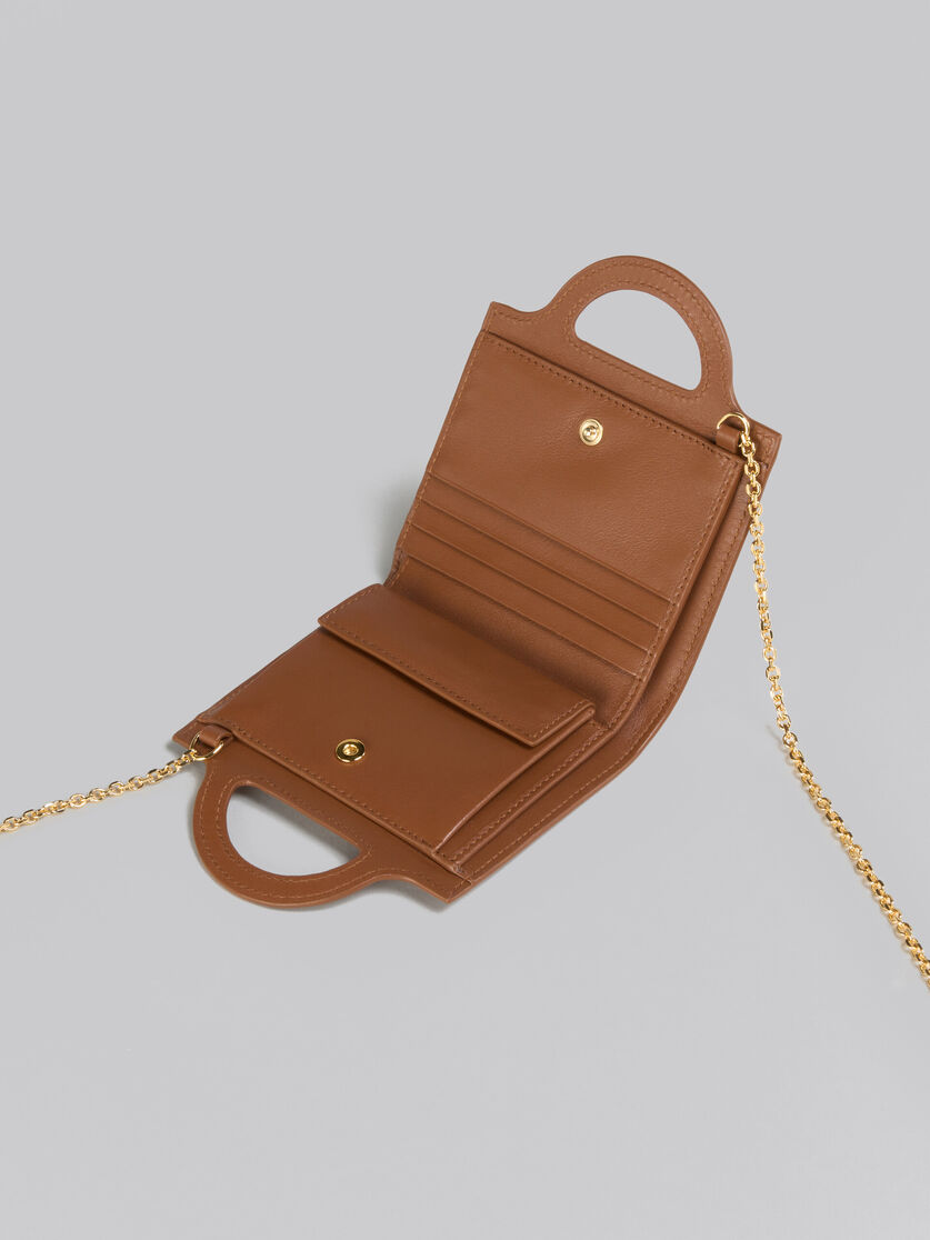 Brown leather Tropicalia wallet with chain strap | Marni