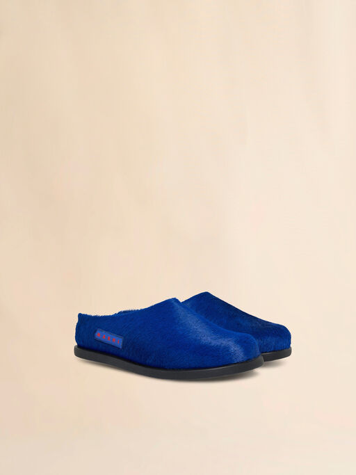 Blue pony hair Fussbett sabot - Sneakers