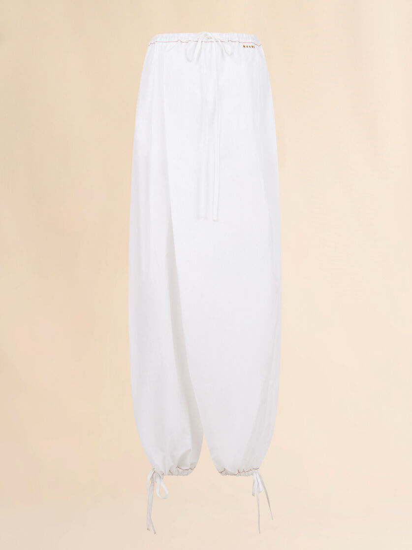 White poplin drawstring trousers, Image 1