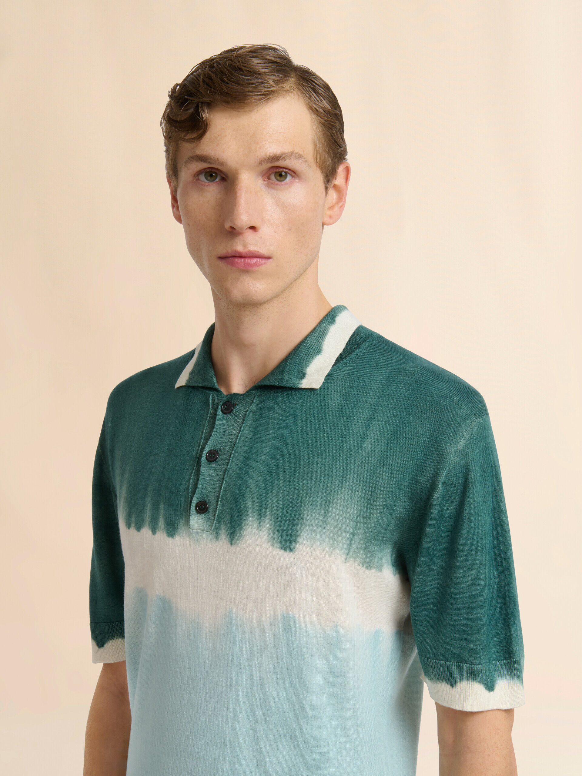 ブルー ウール＆シルク製シャツ、タイダイエフェクト | Marni