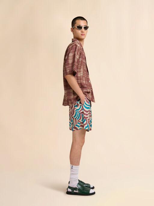 Viscose twill Bermuda shorts with multicoloured Yoyo print - Swimwear