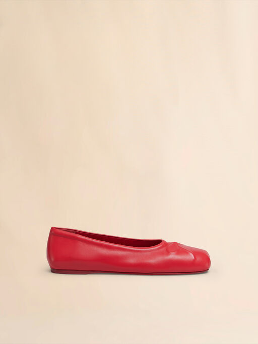 Flache rote Little Bow Ballerinas aus nahtlosem Nappaleder - Ballerinas
