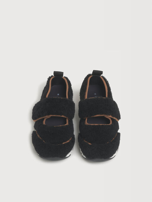 Black shearling Mary Jane Running Sneaker - Sneakers