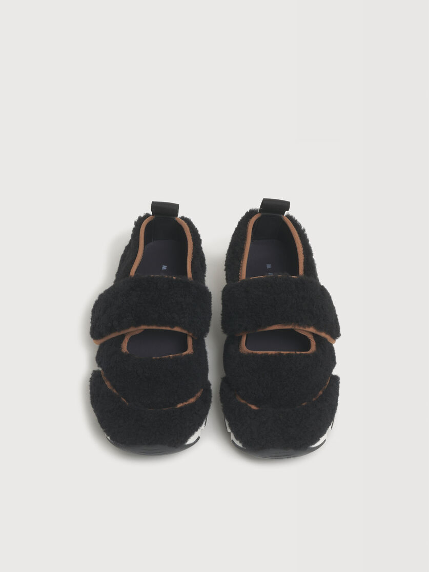 Black shearling Mary Jane Running Sneaker, Image 4