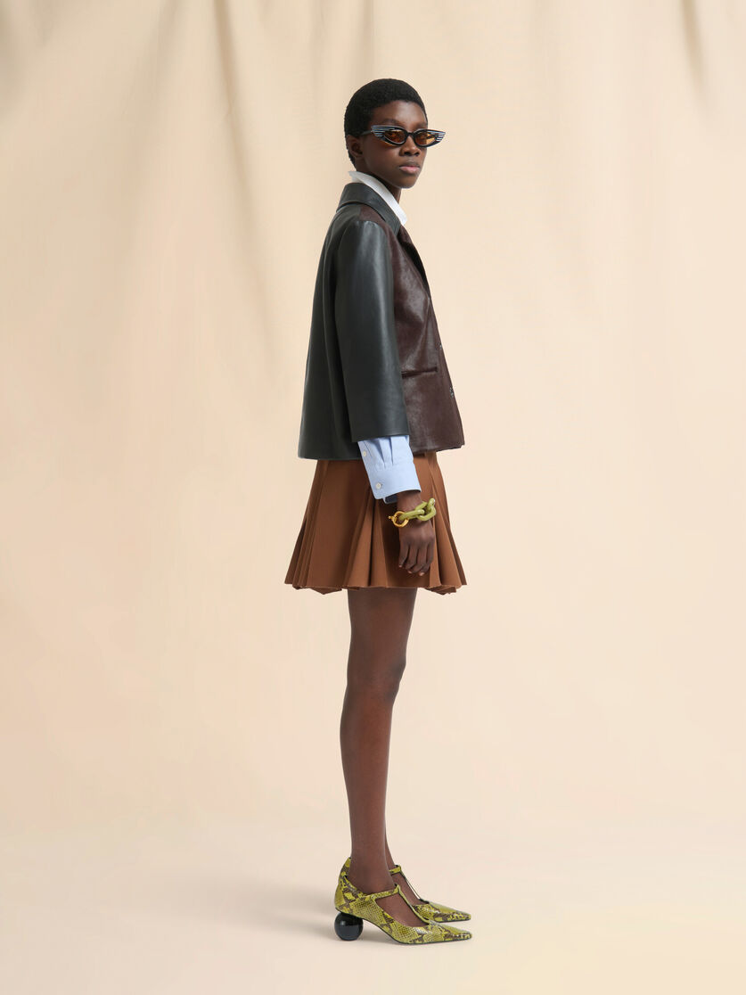 Brown wool pleated mini skirt - Skirts - Image 5