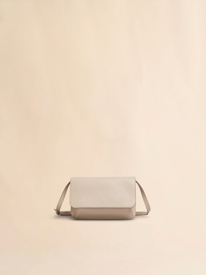 ベージュ レザー製 ショルダーバッグ、マルニメンディング装飾 | Marni