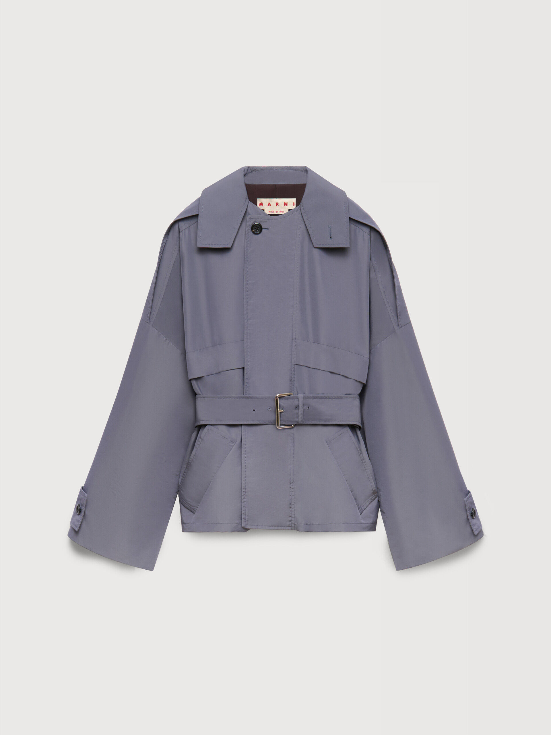 MARNI グレー系 ショートジャケット Grey nylon blouson with belt | Marni