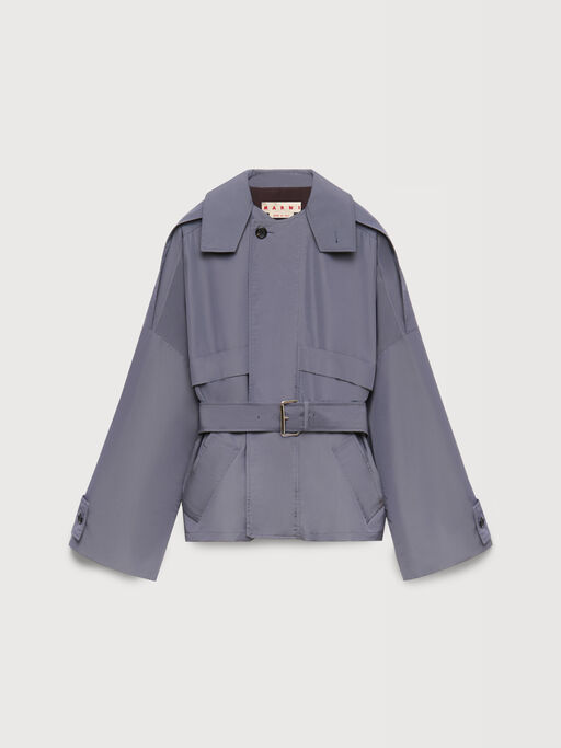 Grey nylon blouson with belt - Jackets