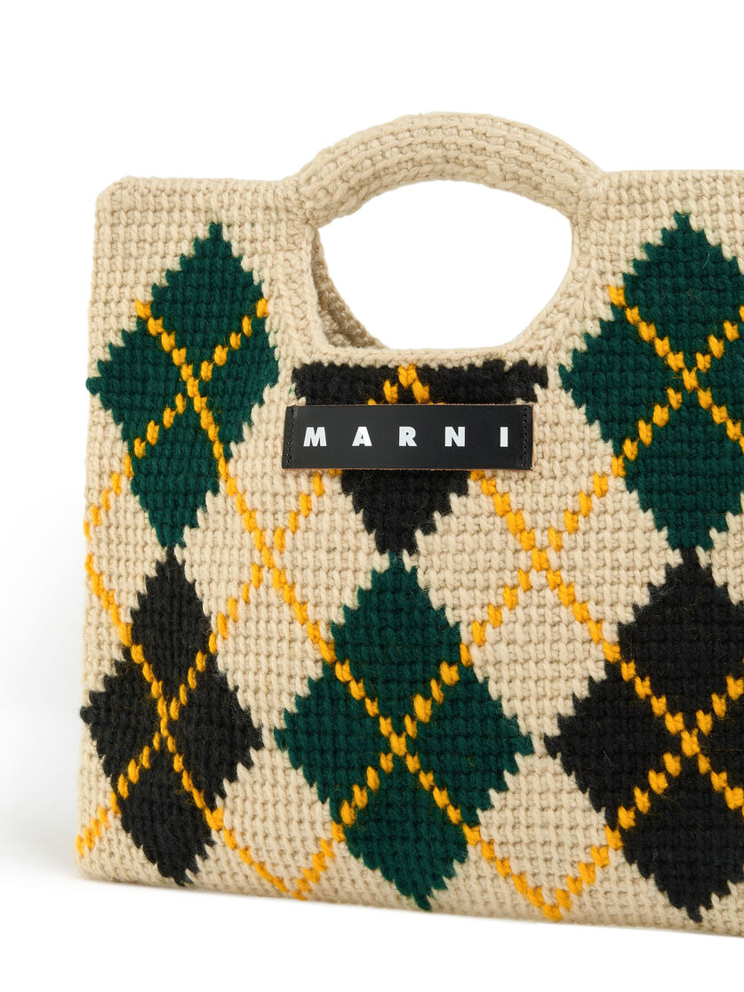 White Rhombus Tech Wool Marni Market Horse Handbag - Shopping Bags - Image 4
