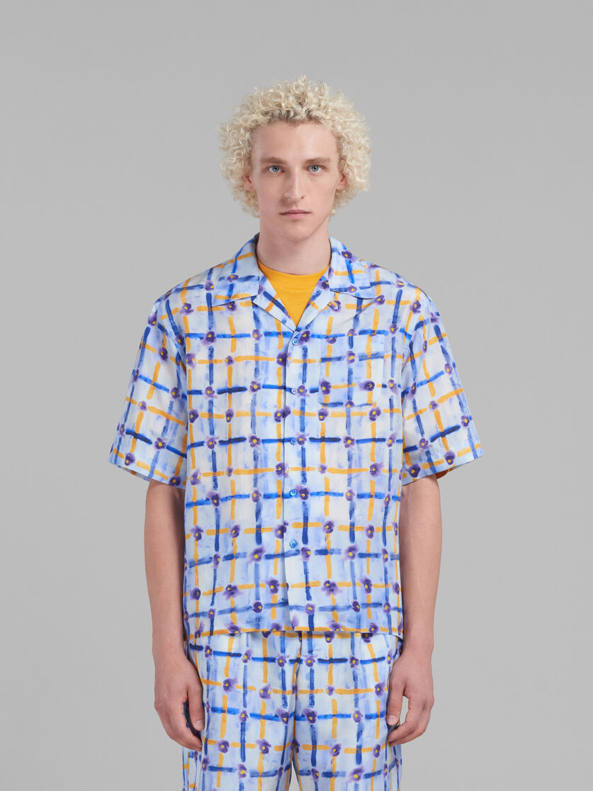 ライトブルー ハボタイシルク製ボーリングシャツ、Sarabandプリント入り - シャツ - Image 2