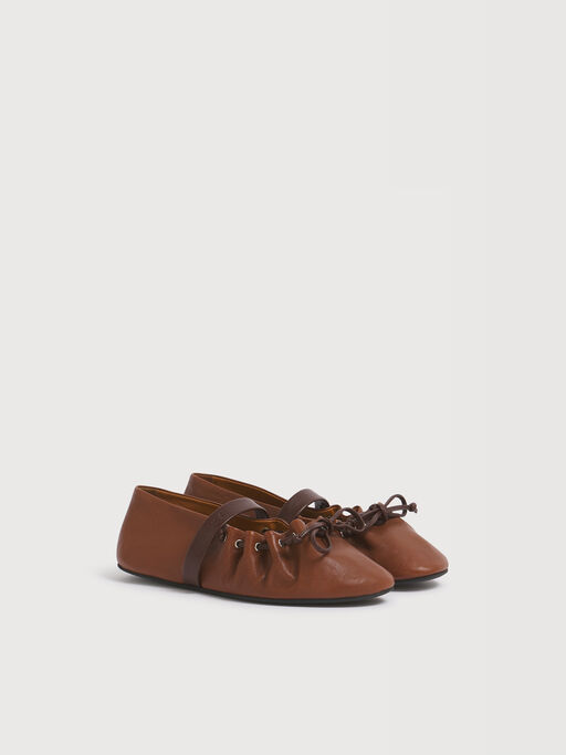 Soft Ballerina Mary Jane aus hell- und dunkelbraunem Leder - Ballerinas