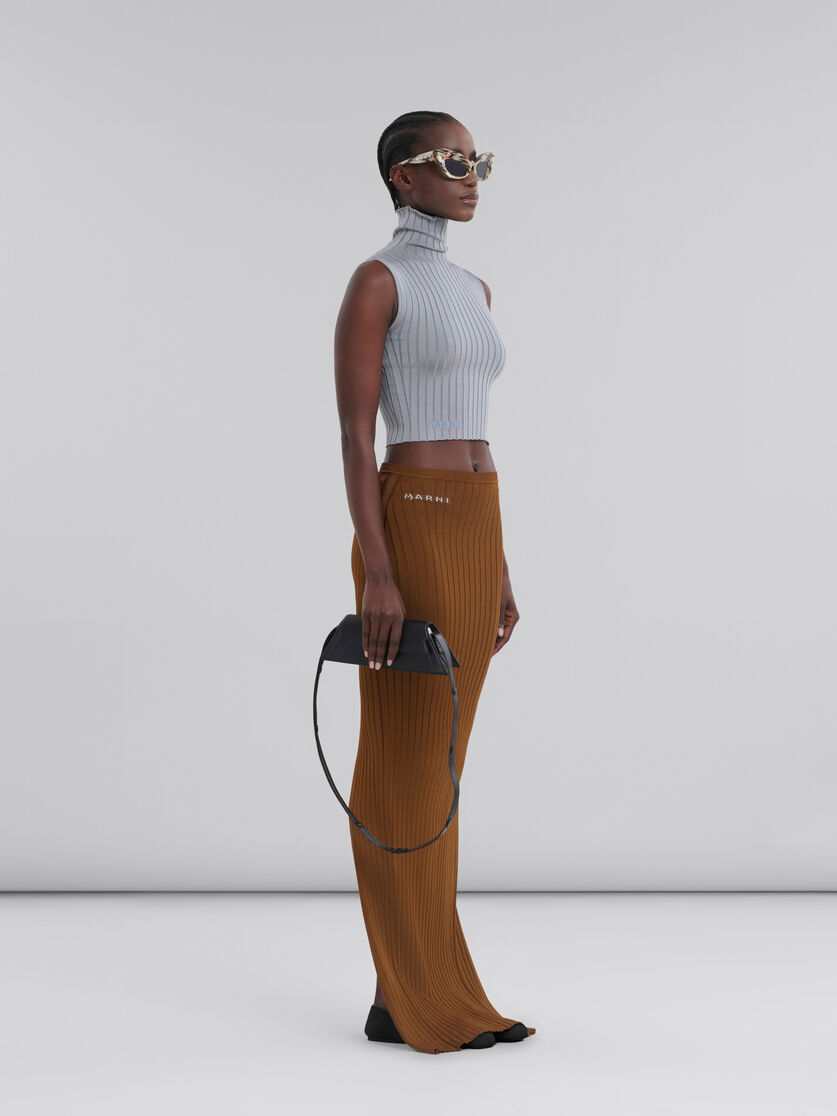Grey ribbed viscose turtleneck vest | Marni
