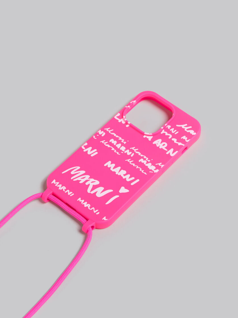 Fuchsia gummy iPhone cover with neck strap - Other accessories - Image 3