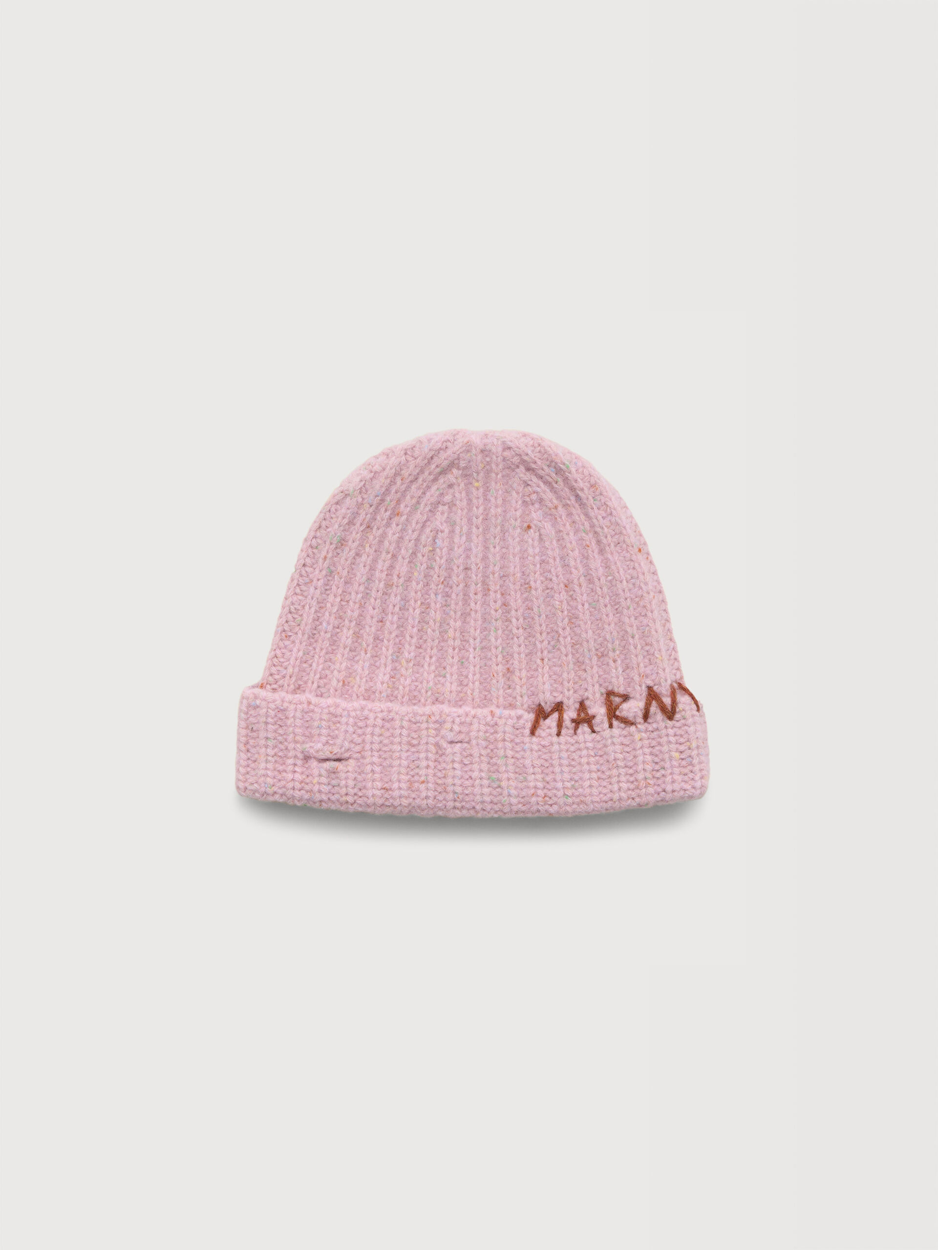 Pink Shetland wool beanie with Marni Mending | Marni