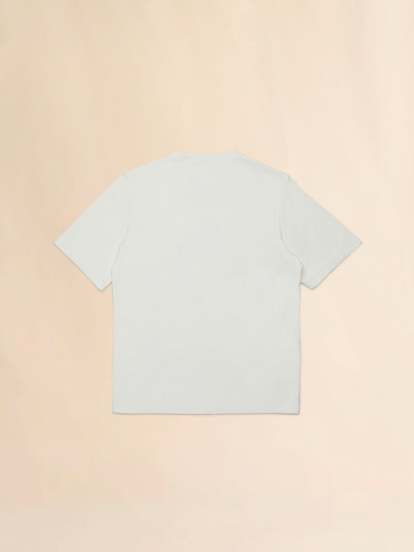 Off-white cotton T-shirt with watercolour patch - T-shirts - Image 2