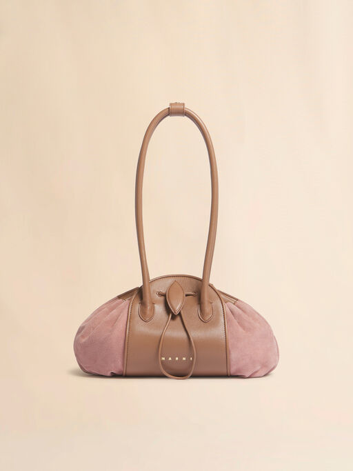 Pink leather and suede Tulipea shoulder bag - Shopping Bags