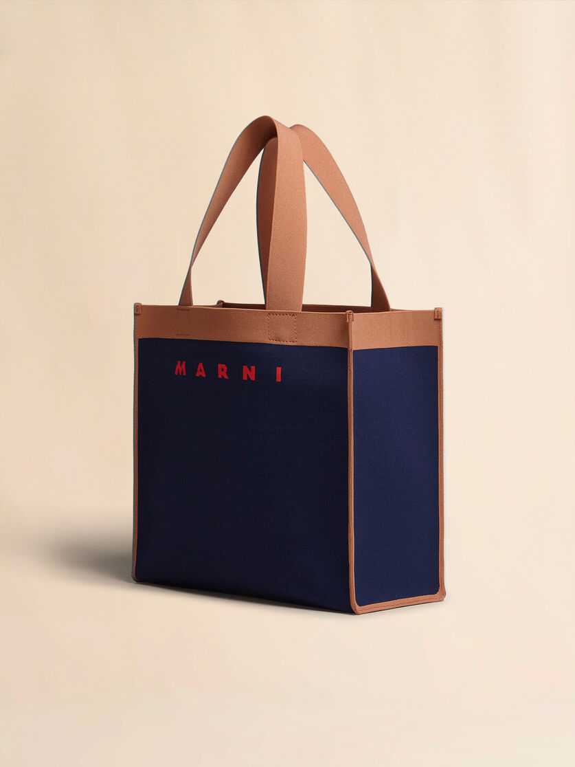Blue and brown jacquard shopping bag - Shopping Bags - Image 2