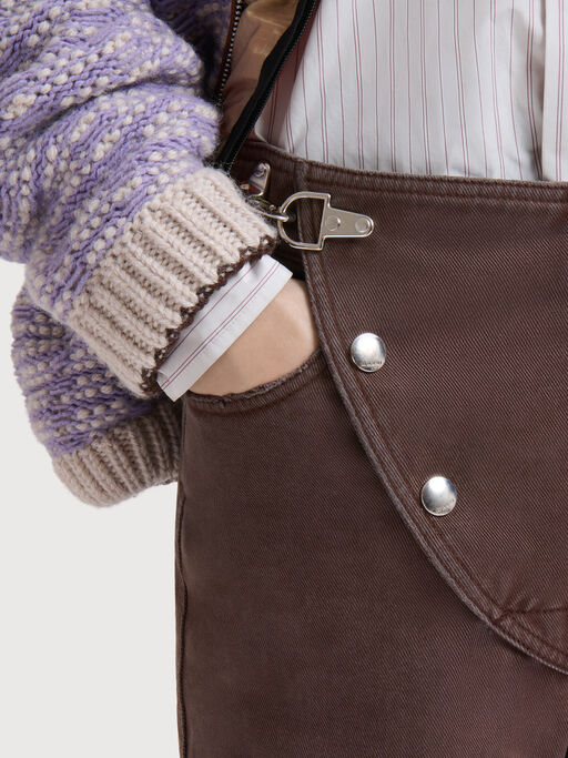 Purple drill trousers with asymmetric flap - Pants
