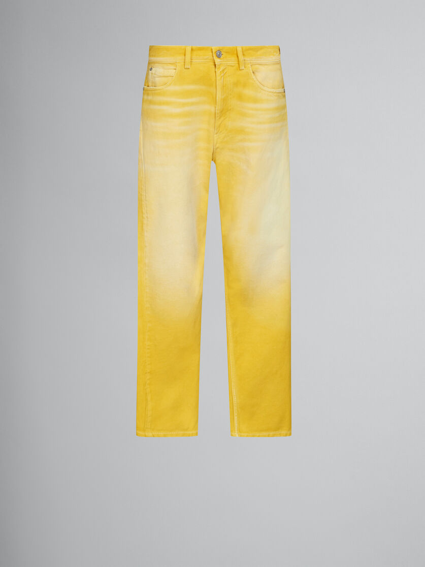 Yellow overdyed bull denim straight-leg trousers - Pants - Image 1