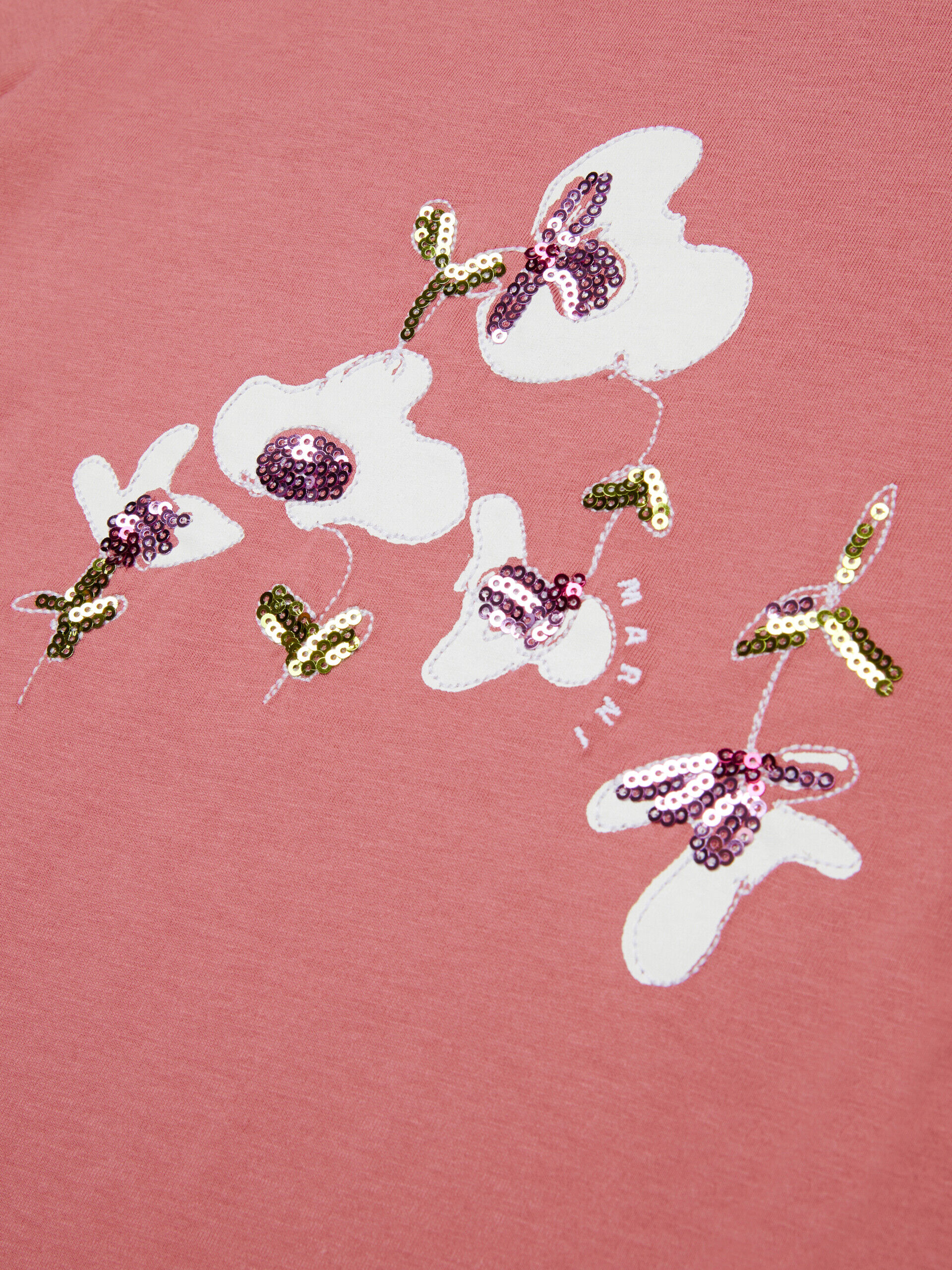 MARNI ピンク Tシャツ スパンコール スパンコール付きNinfeeプリント コットンTシャツ ピンク | Marni