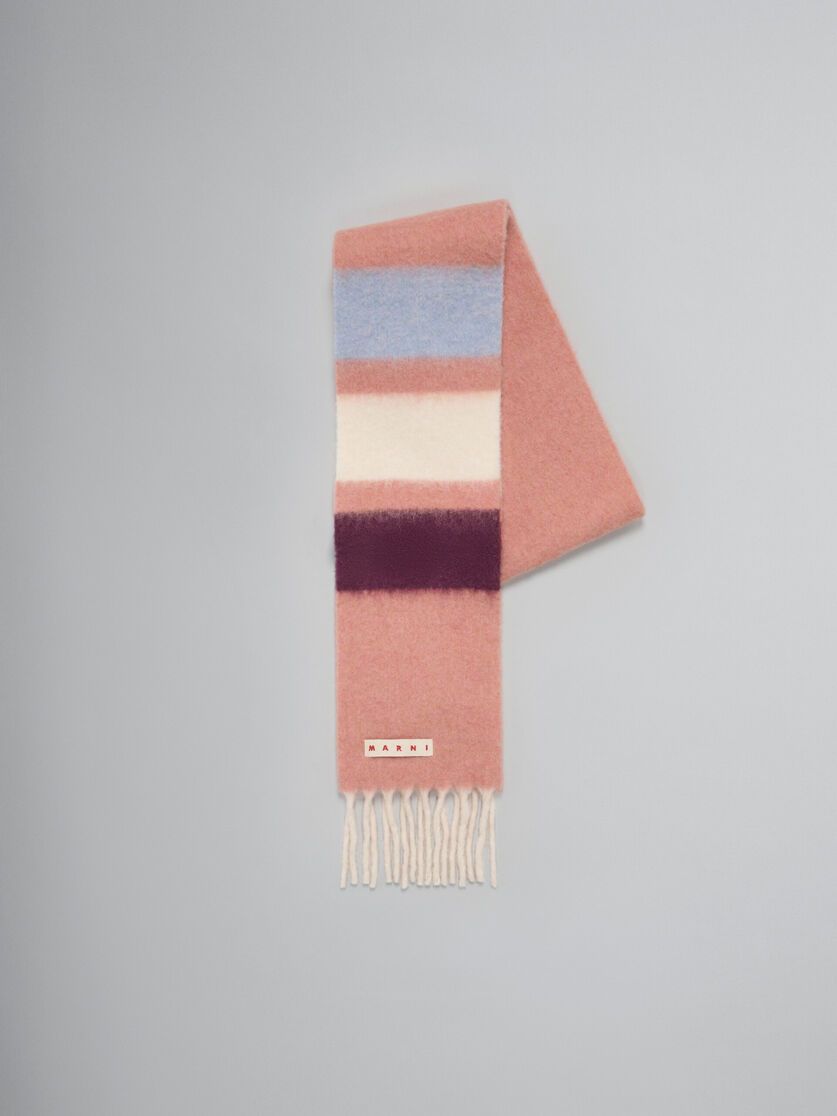 Pink striped alpaca scarf - Scarves - Image 1