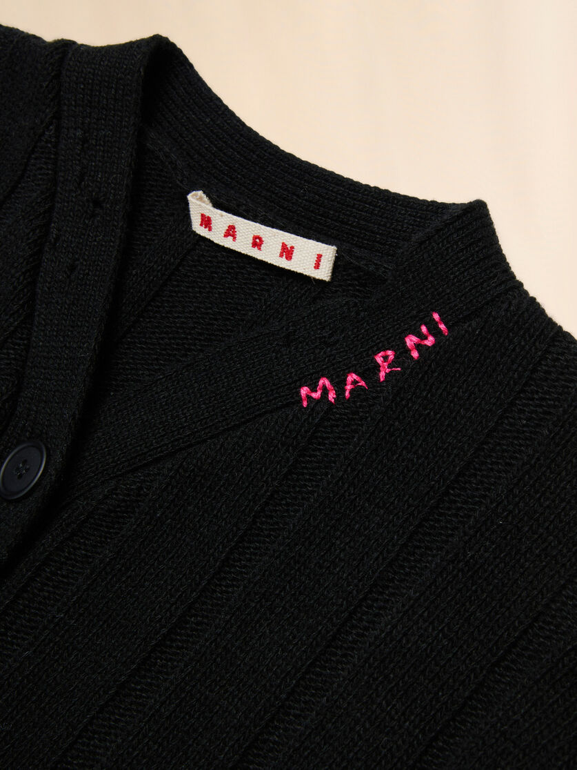 Black viscose blend cardigan with Marni Mending logo - Knitwear - Image 4